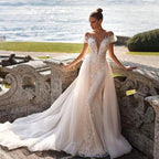 Luxury Detachable 2 In 1 Wedding Mermaid Dress Embroidered Lace On Net With Square Collar Sleeveless Bride Gowns Vestido De Novi