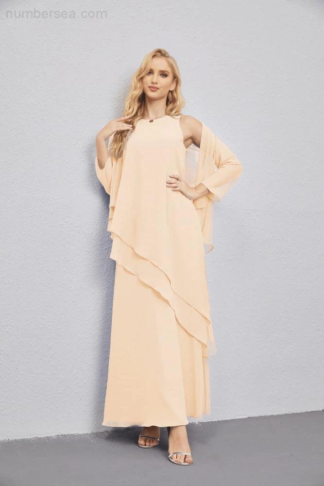 Mother of Bride Dresses with Open Front Lightweight Cardigan Formal Prom Gown  28081