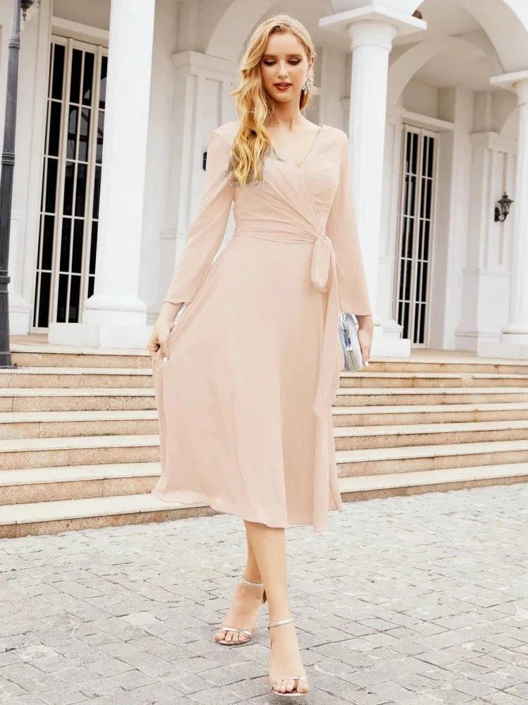 Bridesmaid Dress V-Back Waist Belt Mother of the Bride Wedding Guest SY28031