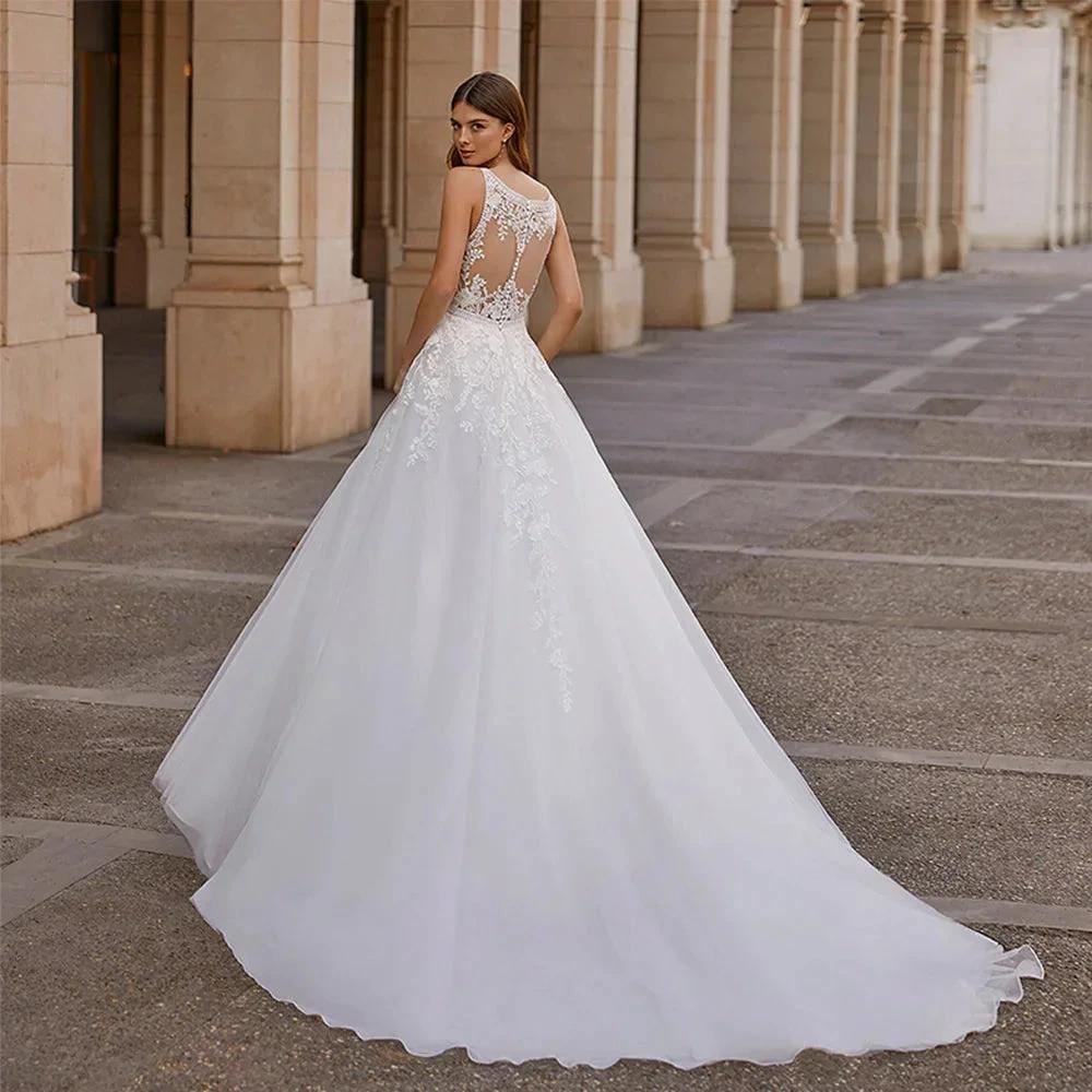 Vintage Vestidos De Novia A-line Wedding Dresses Bridal Gown  Appliques Sleeveless For Elegant Women 2023 Custom Made