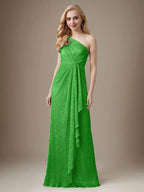 Ruby Sheath One Shoulder Metallic Mesh Dress Mother of the Bride Dress