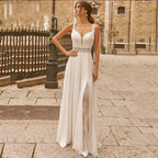 Sweetheart Wedding Dresses for Woman Lace Appliques Boho Bridal Gowns Slit Sleeveless Boho vestidos de novia boda civil