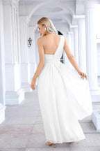 Ladies Chiffon One Shoulder Bridesmaid Evening Dress Wedding Party Evening Dress 28133