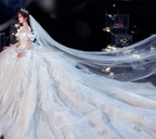 Fairy Romantic Off Shoulder White Wedding Dress Sweep Train Y6878