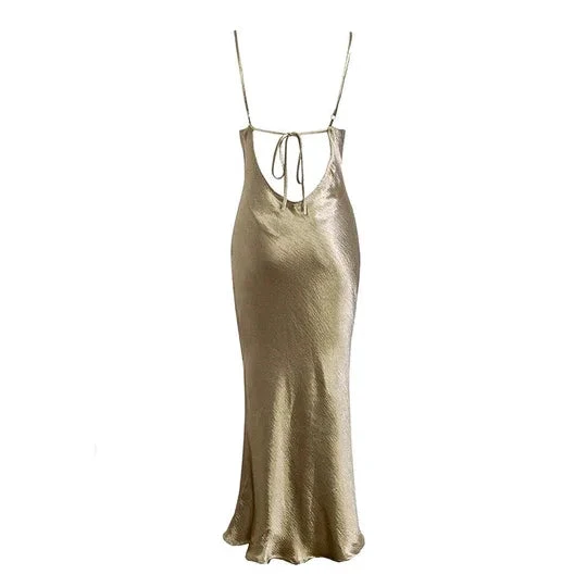 Elegant Spaghetti Straps Prom Dress Backless Formal Gown Sexy Evening Dress Y410