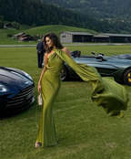 Fashion Green Backless Party Dress Sexy Long Prom Dress Evening Gown Y7496