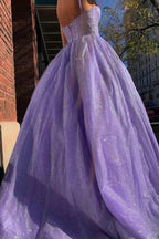 Sparkly A-line Spaghetti Straps Sweetheart Prom Dresses, Evening Dresses