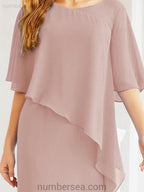 Sunnderly Formal Party Gown Dress Long Mother of The Bride Dresses with Ruffle Cape SY28026