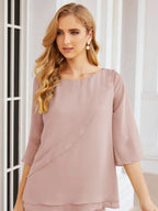 Sunnderly Elegant 2 Piece Mother of The Bride Dress Plus Size Pant Suits Ruffle Layers Sliver Housecoat SY28064