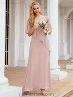 Sunnderly Formal Party Gown Dress Long Mother of The Bride Dresses with Ruffle Cape SY28026
