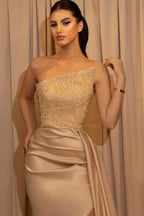 Split Front Sleeveless Sequins Prom Dress Mermaid With Ruffles