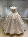 Ivory Gilded Butterfly Ballgown Crystal-Embroidered Bust & Fringed Collar