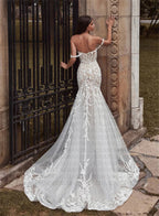 CHANDELA Charming Wedding Dresses Scoop Spaghetti Straps Trumpet Appliques Bridal Gown Robe For Women Custom Made