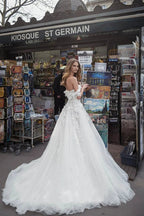 Elegant White Tulle Wedding Dresses Off the Shoulder Sweetheart Custom Made Appliques Bridal Gowns Backless Vestidos De Novia