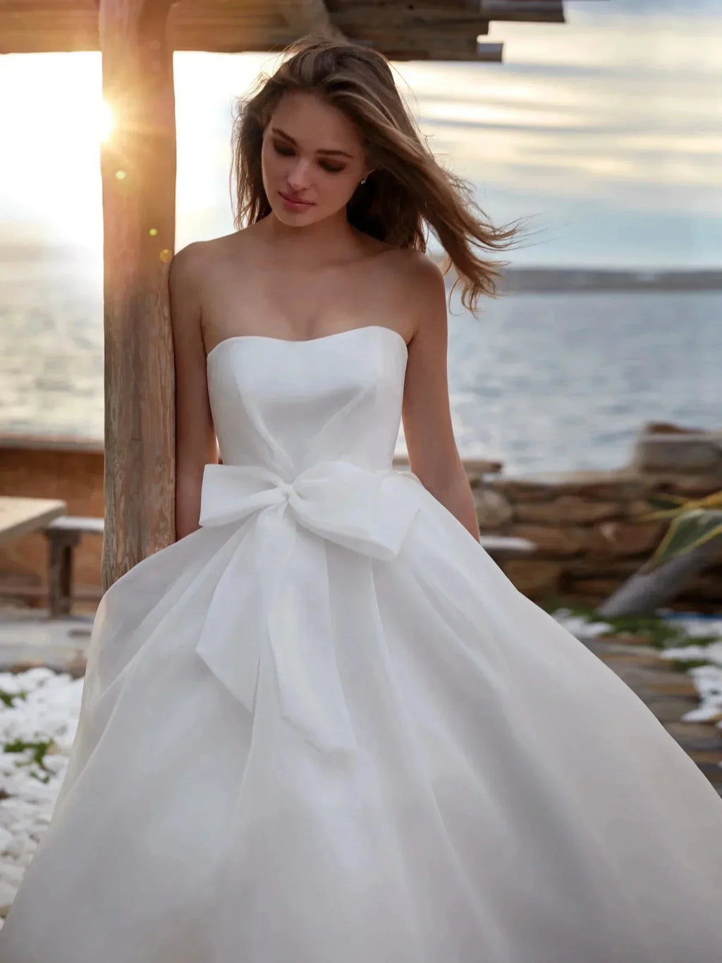 A-Line Gorgeous Round Neck Wedding Dresses Women's Sexy Sleeveless Formal Beach Party Bridal Gowns Plus Size Vestido De Casament