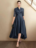 Sheath/Column V-Neck Tea-Length Mother of the Bride Dresses