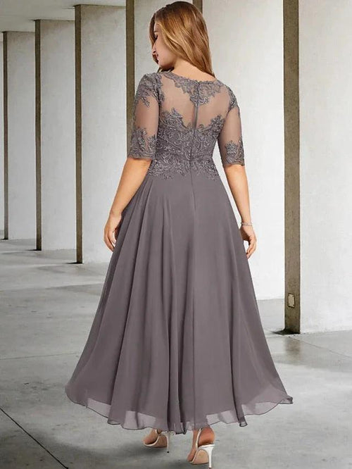 A-Line/Princess Scoop Tea-Length Mother of the Bride Dresses