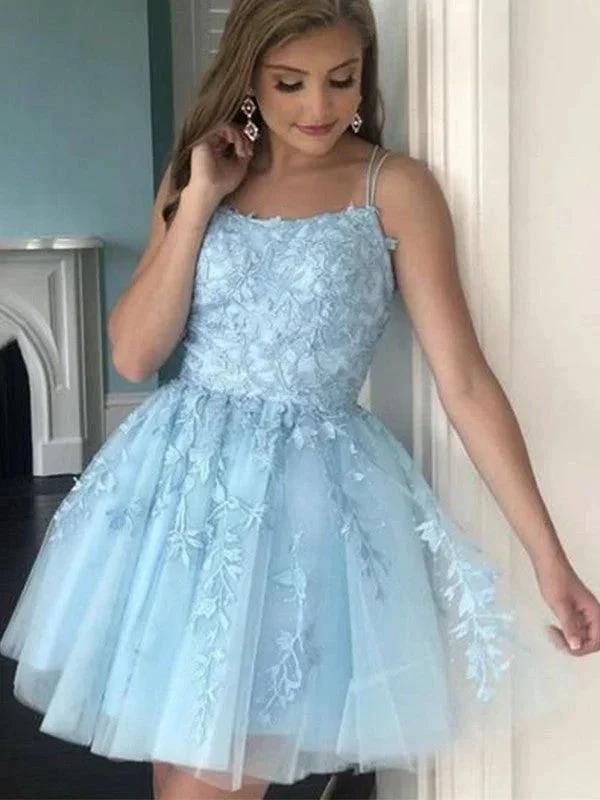 Princess Tulle Applique Halter Sleeveless Mini Dresses SYH30