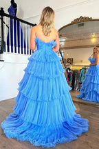 Off-the-Shoulder Ruffle Layers Tulle Prom Dress SYP144
