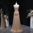 Champagne Beaded Mermaid Evening Dress Luxury Saudi Wedding Gown Customized