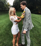 Lovely White Lace Homecoming Dress White Cocktail Dress Y2237