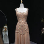 Champagne Beaded Mermaid Evening Dress Luxury Saudi Wedding Gown Customized