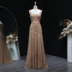 Champagne Beaded Mermaid Evening Dress Luxury Saudi Wedding Gown Customized
