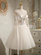 Beading Bowknot Lace Up Short Homecoming Dresses