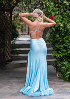 Criss Cross Back Prom Dress with Slit SYP17