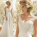 Beach Wedding Dresses Women's Elegant Double Shoulder Mermaid Chiffon Lace Applique Bridal Gowns Sexy Backless Vesido De Noiva