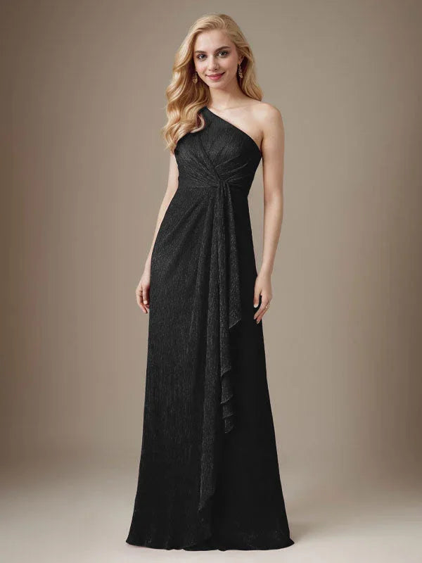 Ruby Sheath One Shoulder Metallic Mesh Dress Mother of the Bride Dress