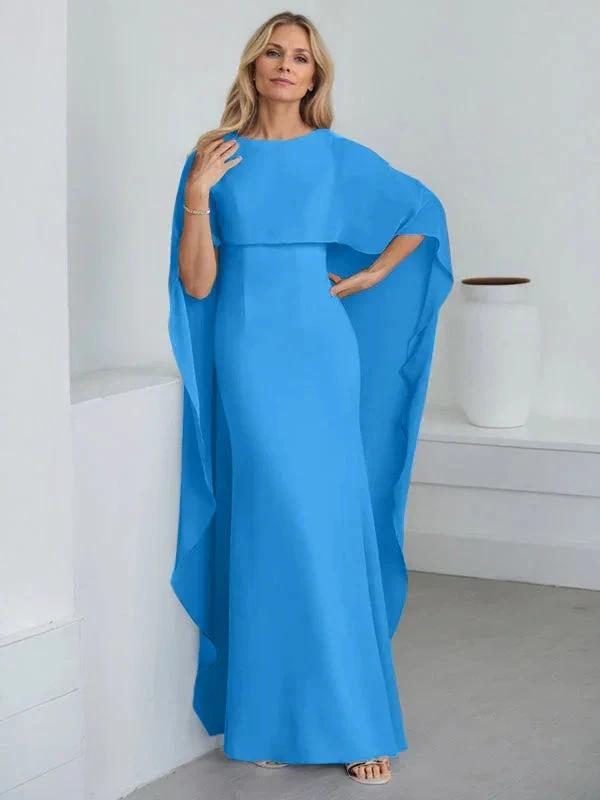 Sheath Scoop Floor-Length Chiffon Mother of the Bride Dress With Cascading Ruffles