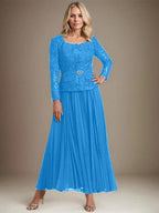A-line Square Ankle-Length Chiffon Mother of the Bride Dress With Pleated