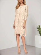 A-line Scoop Knee-Length Chiffon Lace Mother of the Bride Dress With Jacket
