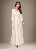 Plum A-Line Sequins Chiffon Dress
