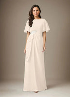 Dark Navy Sheath Beaded Chiffon Dress