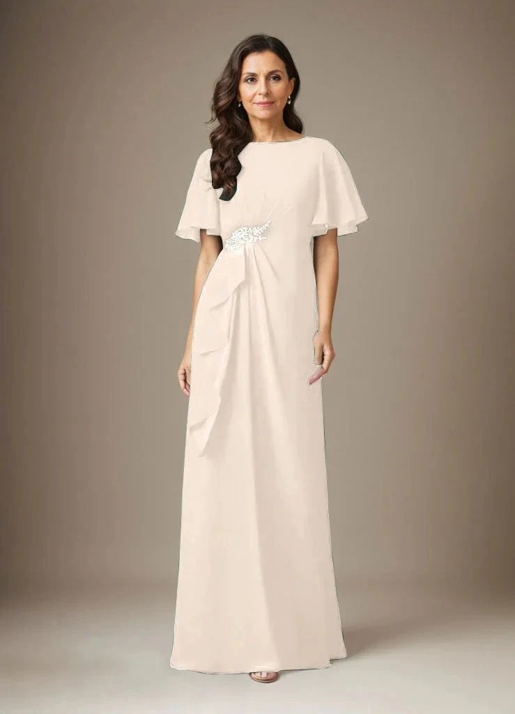 Dark Navy Sheath Beaded Chiffon Dress