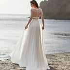 Wedding Dresses A-Line V-Neck Bridal Gowns Long Sleeves Chiffon And Satin Robes For Formal Party 2024 Vestidos De Novia