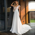 Bohemian Deep V-neck Bridal Dresses 2024 Elegant Lace Sticking Flora Back Chiffon Wedding Gowns De Mariée Customized Robe De