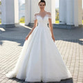 Boho Lace Appliques Wedding Dresses A Line Fuffy Tulle Ball Gowns Sexy Sleeveless Woman's Formal Beach Party Vestido De Novia