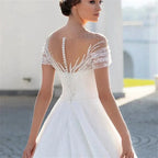 Boho Lace Appliques Wedding Dresses A Line Fuffy Tulle Ball Gowns Sexy Sleeveless Woman's Formal Beach Party Vestido De Novia
