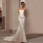 Boho Wedding Dresses Off The Shoulder With Sequined Square Neck Ball Gowns Smooth Satin Formal Bridal Party Vestido De Novia