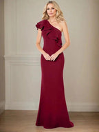A-line One Shoulder Floor-Length Chiffon Mother of the Bride Dress With Ruffles