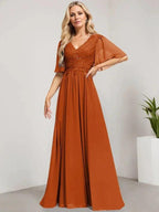 A-line V-Neck Floor-Length Lace Chiffon Mother of the Bride Dress With Sequins