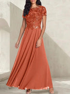 Charcoal Grey A-Line Scoop Long Mother of the Bride Dress With Beadings