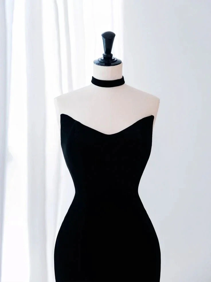 Black Mermaid Velvet Tulle Long Prom Dress Evening Dress Y4678