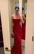 Charming Strapless Mermaid Long Evening Dress Formal Gown Y2148