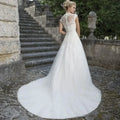 Cap Sleeve Wedding Dresses Amazing Neck Vestidos De Novia Appliques Vestido De Noiva Lace Robe De Mariée