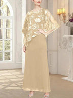 Long Glitter Mesh Dress with Novelty Asymmetric Overlay Bodice