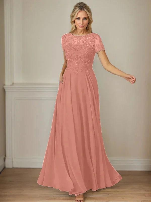 Dark Navy A-Line Boatneck Sequins Chiffon Dress